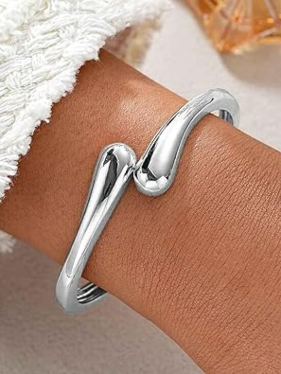 Jewelry - Chunky‎ Silver Bangle Bracelet Adjustable Twist Cuff Elegant Jewelry Standout